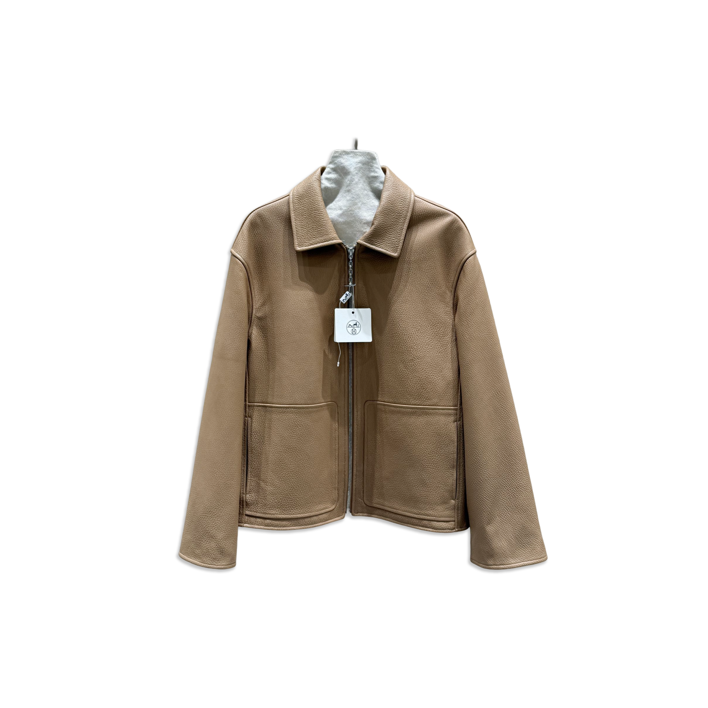 HERMES COLLARED LEATHER JACKET